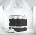 4 Piece Small Nursery Round Bedding Set 600TC 100% Egyptian Cotton - 1 Small Blanket, 1 Pillowcase, 1 Fitted Sheet 9'' Deep, 1 Small Skirt 19'' Drop - Solid Black