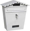 Lockable Secure Mail Letter Post Box Vintage Stainless Steel Metal Mailbox Garden Ornament Retro Wall-Mounted Mailbox Home Decor(OneColor)