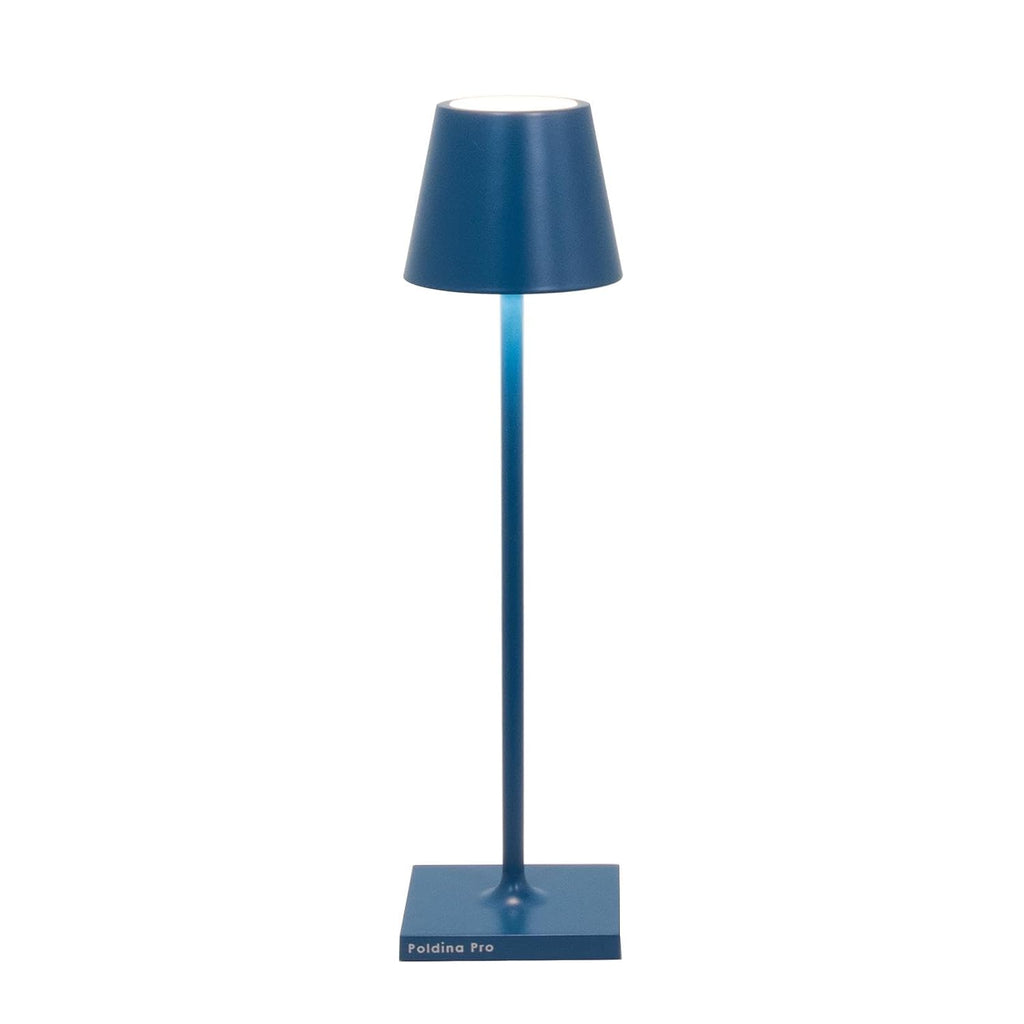 Zafferano, Poldina Micro Lamp, Rechargeable Cordless Table Lamp with Touch Controls, Suitable for Indoor and Outdoor, Dimmer, 2200-3000 K, Height 10.8 Inches, Capri Blue Color