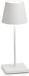 Zafferano, Poldina Pro Mini Lamp, Rechargeable Cordless Table Lamp with Touch Controls, Suitable for Indoor and Outdoor, Dimmer, 2200-3000 K, Height 11.8 Inches, White Color