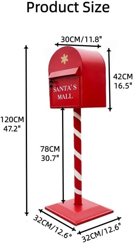 Outdoor Standing Metal Mailbox with Lock, Mail Box with Flip-Down Door, Large Capacity Mailboxes for House, Yard, Garden(Red)