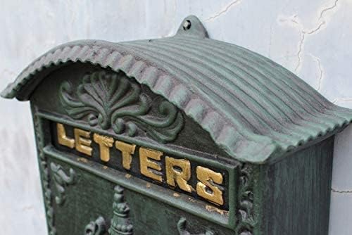 Cast Aluminum Mailbox Mail Box Dark Green Wall Mount Garden Decoration Metal Vintage Home Apartment Letters Post Box Lockable