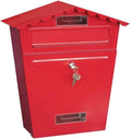 Lockable Secure Mail Letter Post Box Vintage Stainless Steel Metal Mailbox Garden Ornament Retro Wall-Mounted Mailbox Home Decor(Color:Red)