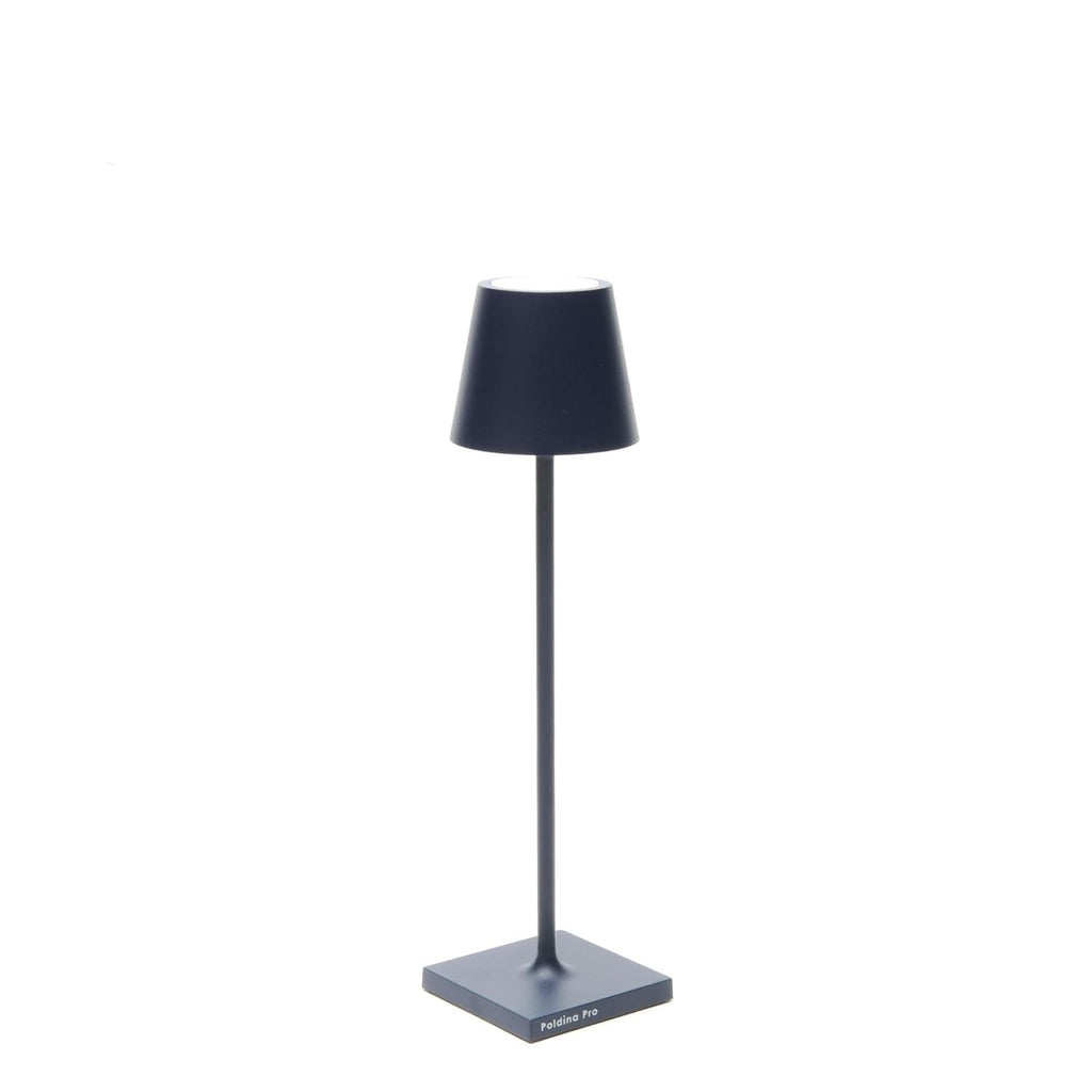 Zafferano, Poldina Micro Lamp, Rechargeable Cordless Table Lamp with Touch Controls, Suitable for Indoor and Outdoor, Dimmer, 2200-3000 K, Height 10.8 Inches, Steel Blue Color