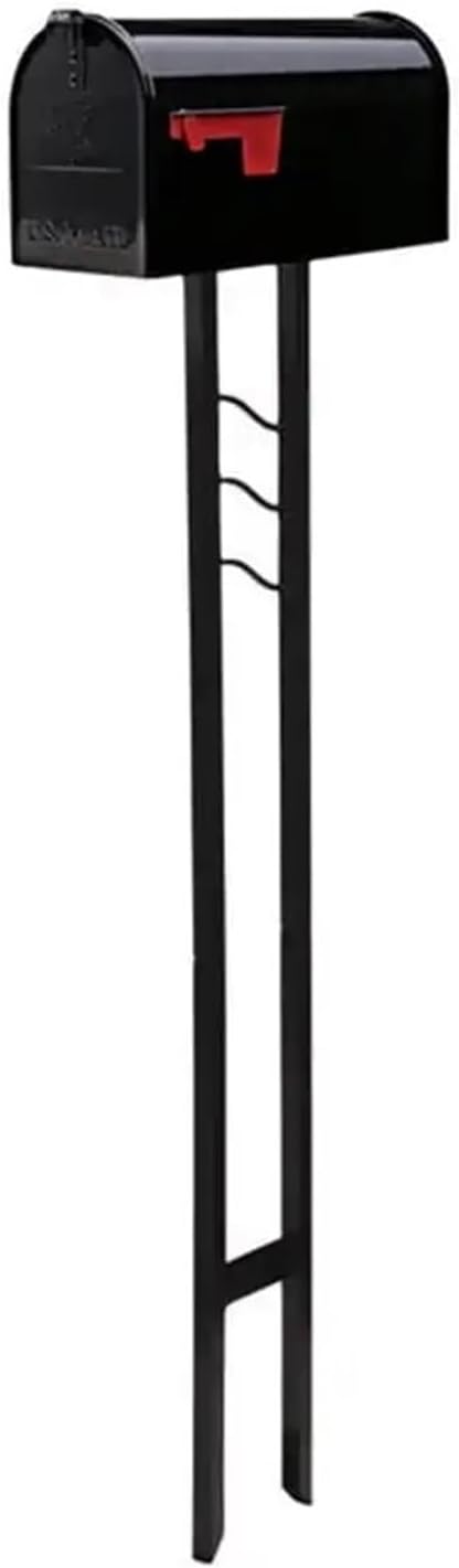 Mailbox to Go, Medium, Steel, Mailbox and Post Combo, Black