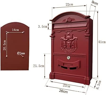 Villa Post Box Large Capacity Post Mount Lockable Outdoor Yard Post Box Retro Post Box for Home Aluminum Mailbox Secure Post Box