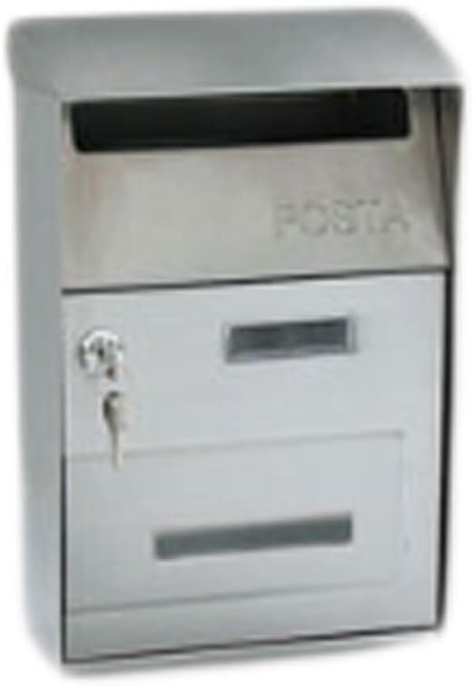 Garden Mailbox Hanging Post Office Box Wall Mount Drop Box Outdoor Letter Delivery Box with Key Lockable Curbside Mailbox Vintage(Silver)