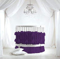 4 Piece Small Nursery Round Bedding Set 600TC 100% Egyptian Cotton - 1 Small Blanket, 1 Pillowcase, 1 Fitted Sheet 9'' Deep, 1 Small Skirt 19'' Drop - Solid Purple