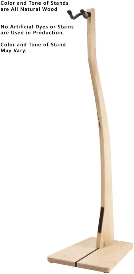 Zither Wooden Bass Guitar Stand - Handcrafted Solid Maple Wood Floor Stands Best for Electric Bass Guitars, Made in USA