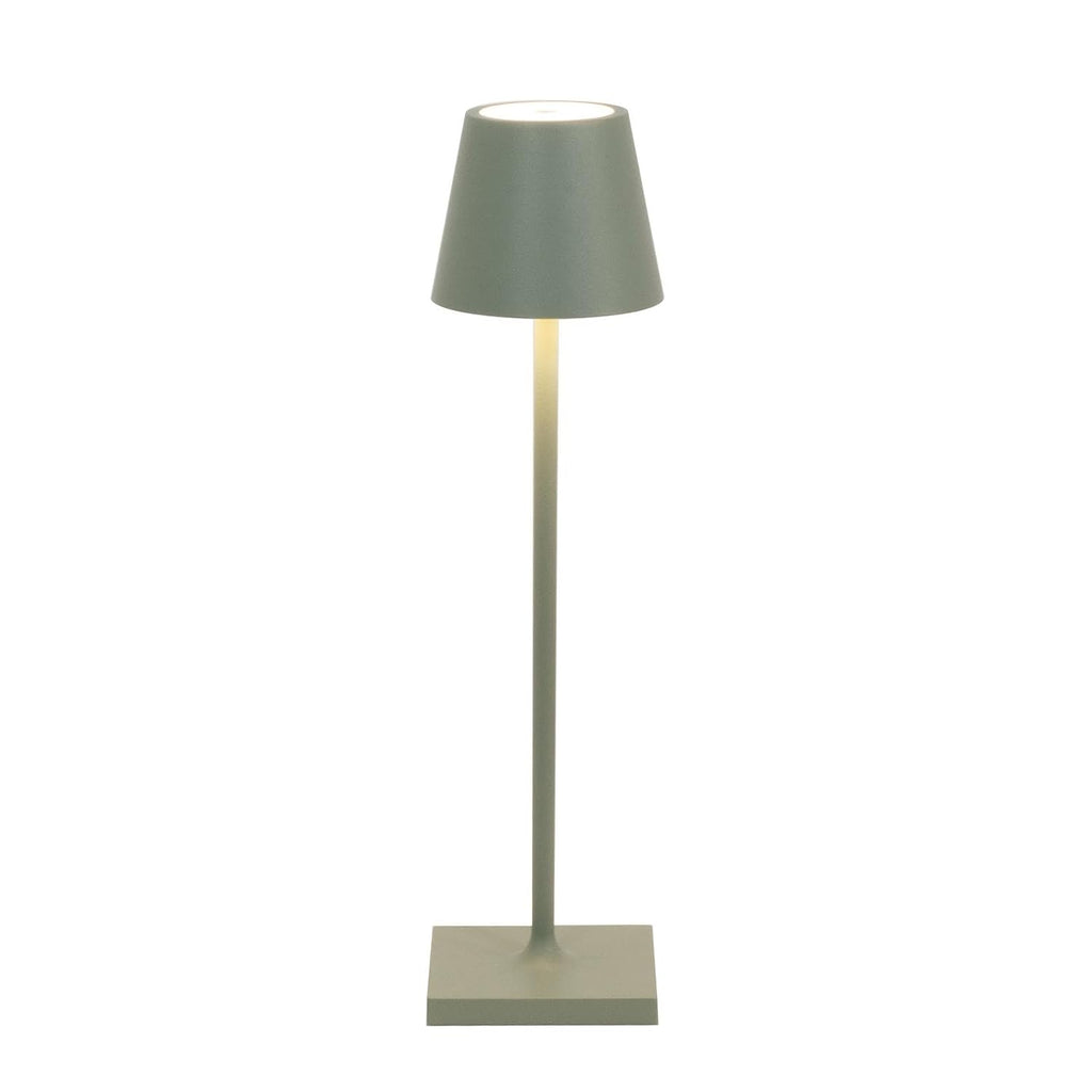 Zafferano, Poldina Micro Lamp, Rechargeable Cordless Table Lamp with Touch Controls, Suitable for Indoor and Outdoor, Dimmer, 2200-3000 K, Height 10.8 Inches, Sage Color