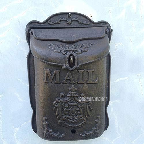 Rural Style Heavy Duty Wall Mounted Cast Iron Mailbox Metal Mail Box Newspaper Letter Post Box Rustic Postbox Gardon Yard