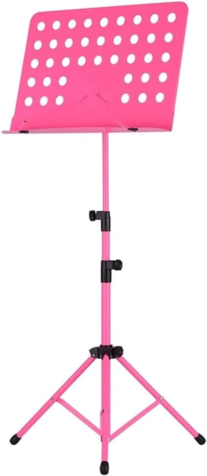 Music Stands Adjustable Height Music Holder Portable Metal Folding Sheet Music Stands for School Concert Violin Book Holder,Black，Red