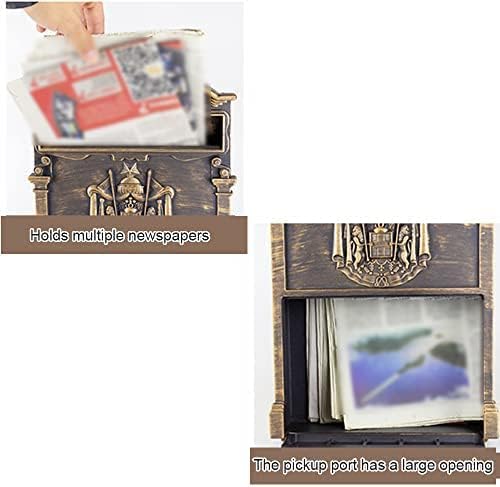 Villa Post Box Large Capacity Post Mount Lockable Outdoor Yard Post Box Retro Post Box for Home Aluminum Mailbox Secure Post Box