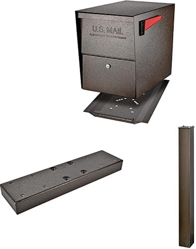 Mail Boss Package Master X2 In-Ground Mount Combo Kit Locking Metal Standard Mailbox - Bronze