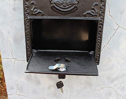 Cast Aluminum Mailbox Postbox Embossed Trim Decorative Metal Wall Mail Post Letters Box for Yard Patio Lawn Garden Outdoor Home