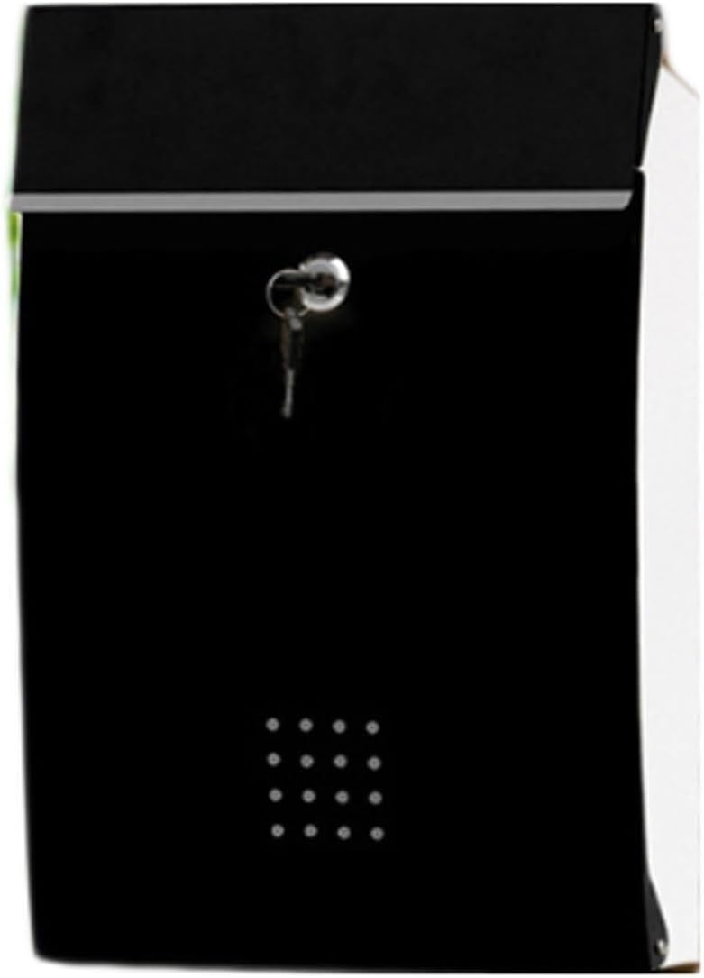 Outdoor Mailbox Lockable Post Office Box Wall Mount Letter Delivery Box Hanging Curbside Mailbox Metal Letterbox Box with Key Fashion(Black)