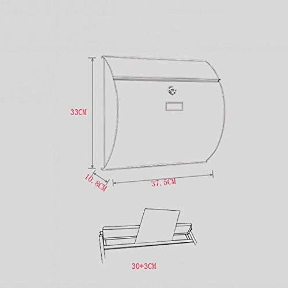 Mailbox E-Mail Newspaper Box Outdoor Wall Postbox Thick 304 Stainless Steel Waterproof with Lock