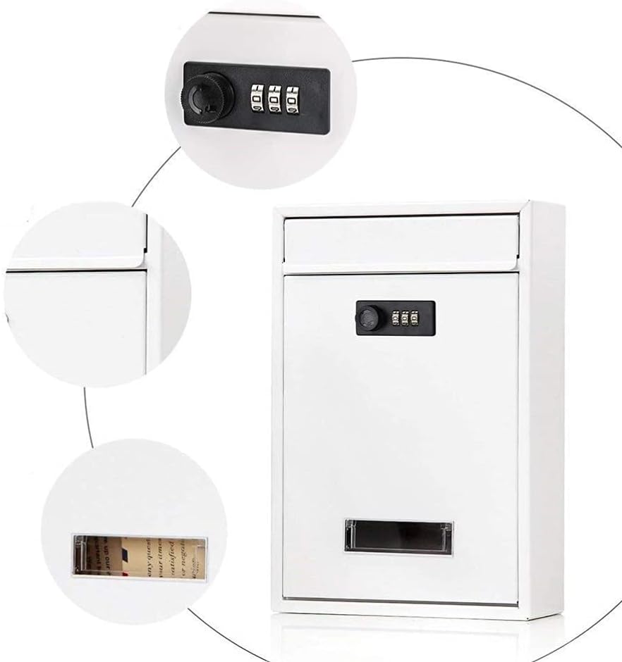 Mounted Mailbox with Combination Lock Metal Coded Lock Letterbox Post Newspaper Box (Color : Svart)