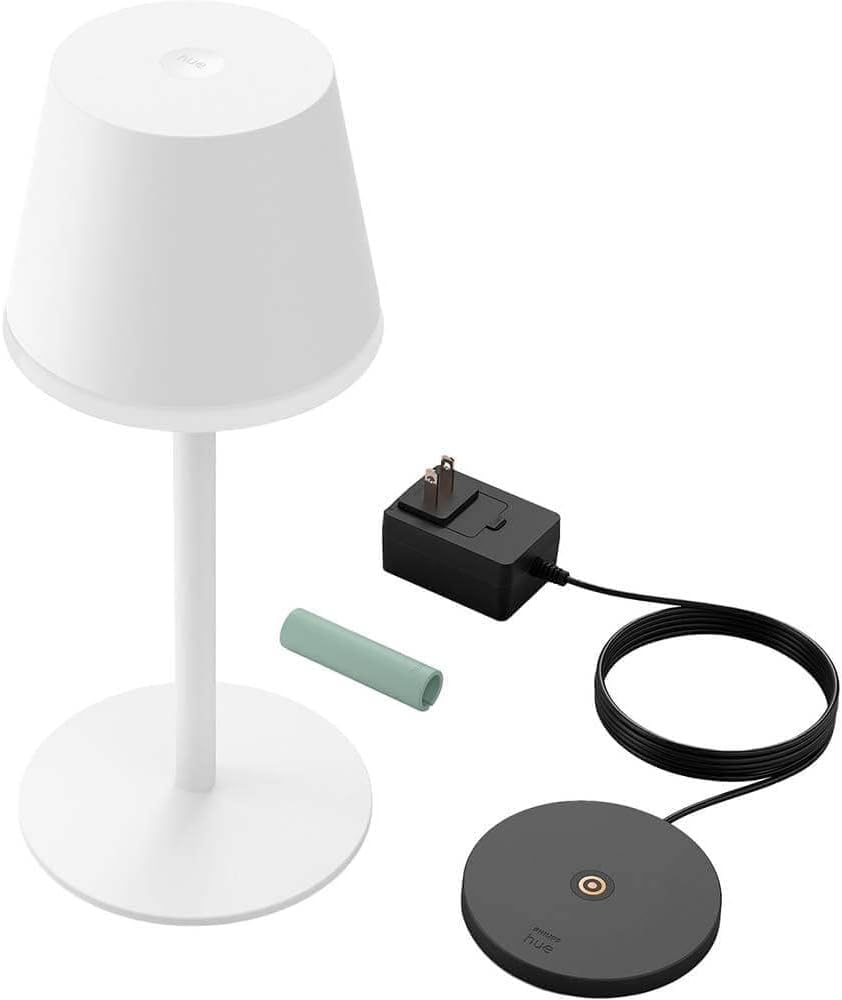 Philips Hue Go Smart Portable Table Lamp, White - White and Color Ambiance LED Color-Changing Light - 1 Pack - Indoor and Outdoor Use - Control with Hue App or Voice Assistant
