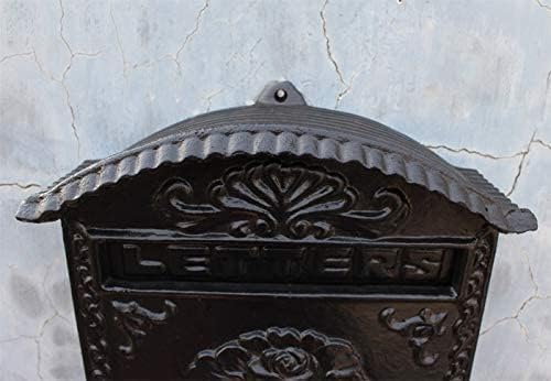Cast Aluminum Mailbox Postbox Embossed Trim Decorative Metal Wall Mail Post Letters Box for Yard Patio Lawn Garden Outdoor Home