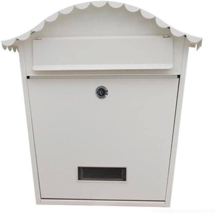 Villa Box Outdoor Mailboxes Hang a Wall, Wrought Iron Waterproof Lock Cabinet Hanging Mailbox, Post(OneColor)