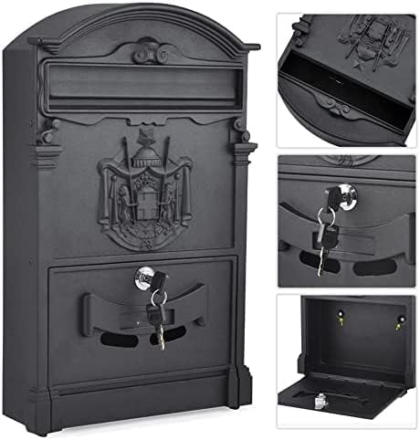 Villa Post Box Large Capacity Post Mount Lockable Outdoor Yard Post Box Retro Post Box for Home Aluminum Mailbox Secure Post Box
