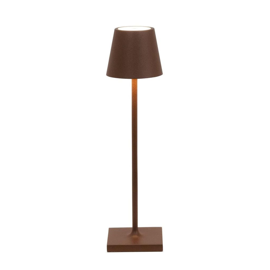Zafferano, Poldina Micro Lamp, Rechargeable Cordless Table Lamp with Touch Controls, Suitable for Indoor and Outdoor, Dimmer, 2200-3000 K, Height 10.8 Inches, Rust Color