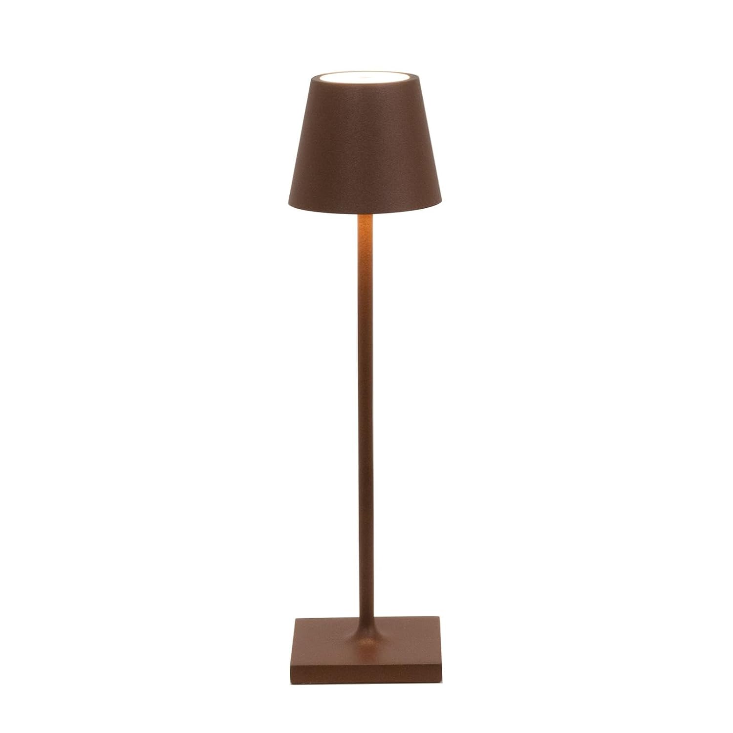 Zafferano, Poldina Micro Lamp, Rechargeable Cordless Table Lamp with Touch Controls, Suitable for Indoor and Outdoor, Dimmer, 2200-3000 K, Height 10.8 Inches, Rust Color
