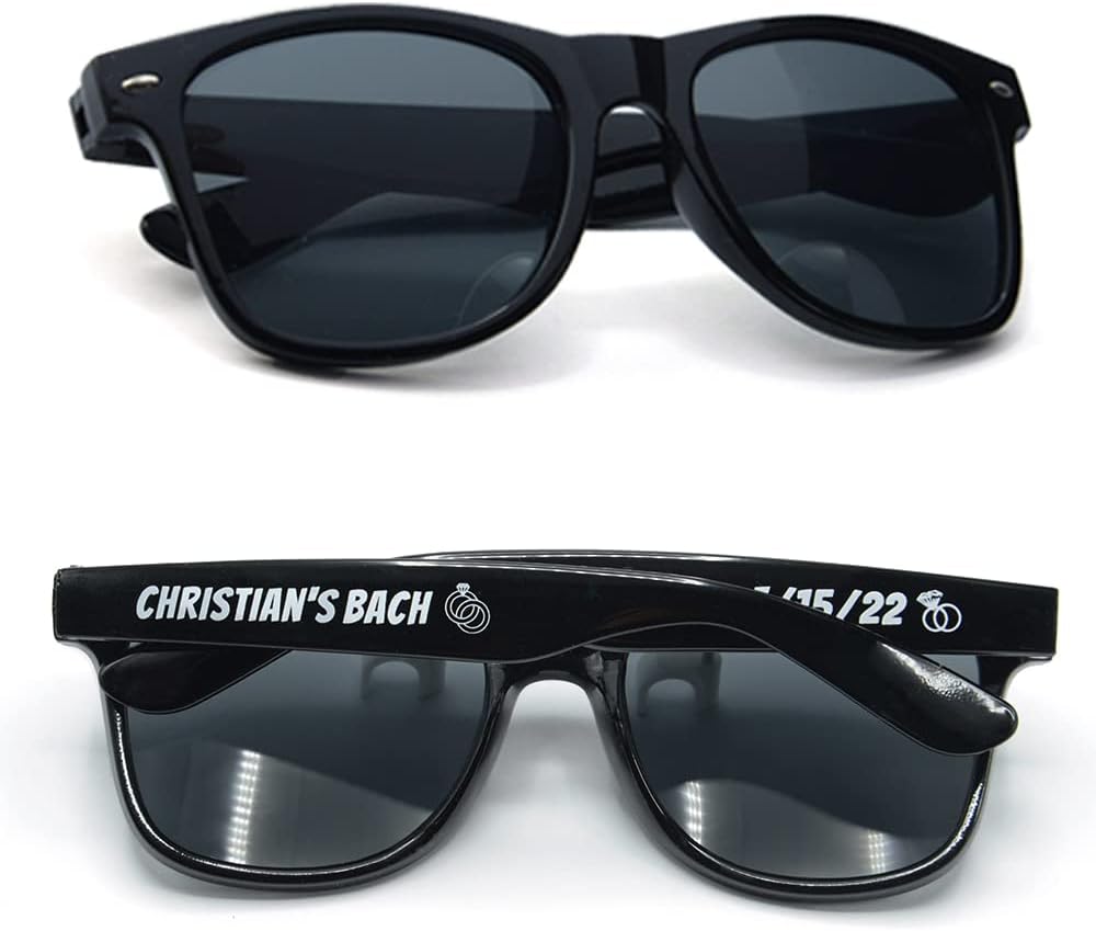 Personalized Sunglasses Bulk Party Favors Adult Gifts Custom Wedding/Bachelor/Birthday/Bridal/Groomman/Company Personalized Party Sunglasses Gifts for Guests (120PC Black)