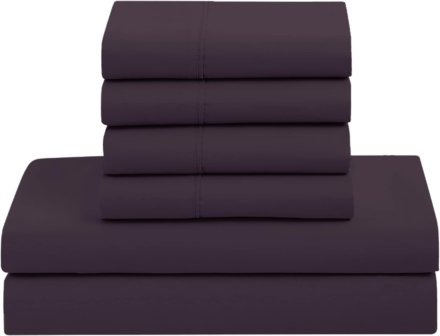 Sweet Home Collection 7 Piece Comforter Set Bag Solid Color All Season Soft Down Alternative Blanket & Luxurious Microfiber Bed Sheets, Purple, Twin (Pack of 4)