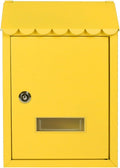 Wall Mount Metal Mail Box, Vintage Post Box with Lock and Cover, Iron Letter Container Home Mailbox Wall Mounted Security, for Families(Yellow)