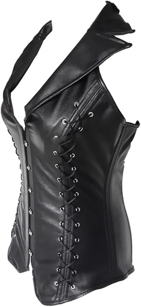 Suwequest Fashion Leather Corset Underbust Body Shaper Women Body Vest Black With Rivets