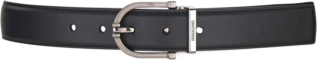 Salvatore Ferragamo Mens Black/Blue Adujstable Reversible Leather Belt