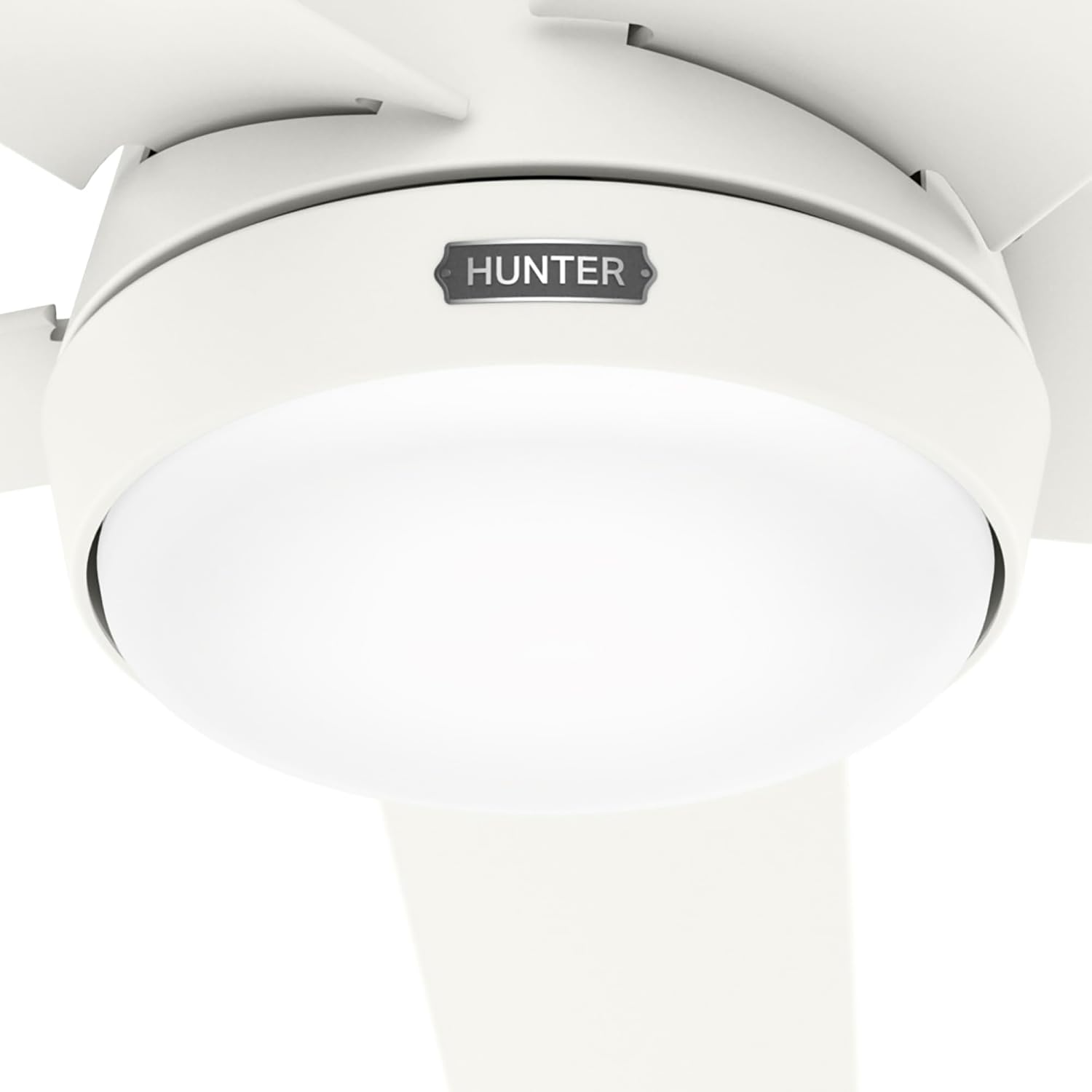 Hunter Skyflow 52 inch Indoor/Outdoor Ceiling Fan with Light and Wall Control, Matte White Ceiling Fan, 3 Speed WhisperWind Motor, 52611, for Coastal Patios, Pergolas, Bedrooms, or Living Rooms