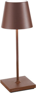 Zafferano, Poldina Pro Mini Lamp, Rechargeable Cordless Table Lamp with Touch Controls, Suitable for Indoor and Outdoor, Dimmer, 2200-3000 K, Height 11.8 Inches, Rust Color