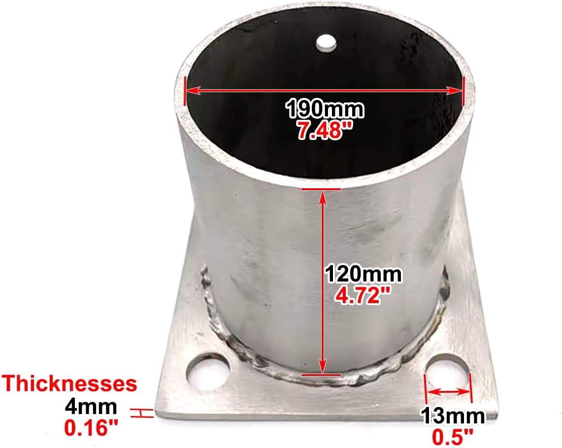 CMYUN Round Post Base Bracket 304 Stainless Steel, Concrete Wood Floor Post Bracket Anchor Outdoor, DIY Mailbox Pergola Deck Fence Railing Support Kit(Dia - 190mm(7.48in))