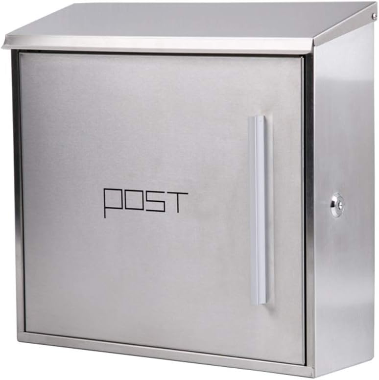 Letterboxes Letterbox Wall Mounted Outdoor Postbox Mailbox with Cover - Slim Line & Lockable Anthracite Post Boxes (B) (A)