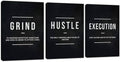 Motivational Office Wall Decor Inspirational Success Canvas Wall Art Hustle Posters Prints Entrepreneur Quote Wall Picture Paintings 3 Pieces Artwork Home Bedroom Framed Easy to Hang(72'Wx36'H)
