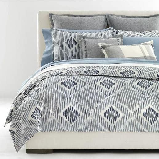 Lauren Ralph Lauren Austen Diamond Graphic Blue Grey King 3 pc Duvet Cover Set Shams
