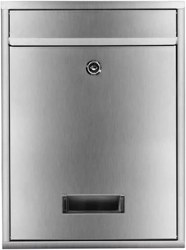 Letterboxes Locking Mailboxes Wall Mounted Vertical Key Lock Drop Mail Box Stainless Steel Cover Rust-Proof Metal Post Box