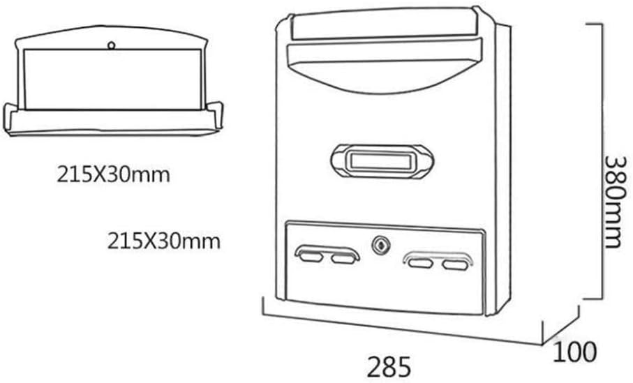 Locking Mailboxes Wall Mounted Vertical Mail Box Medium Cover Rust-Proof Metal Post Box