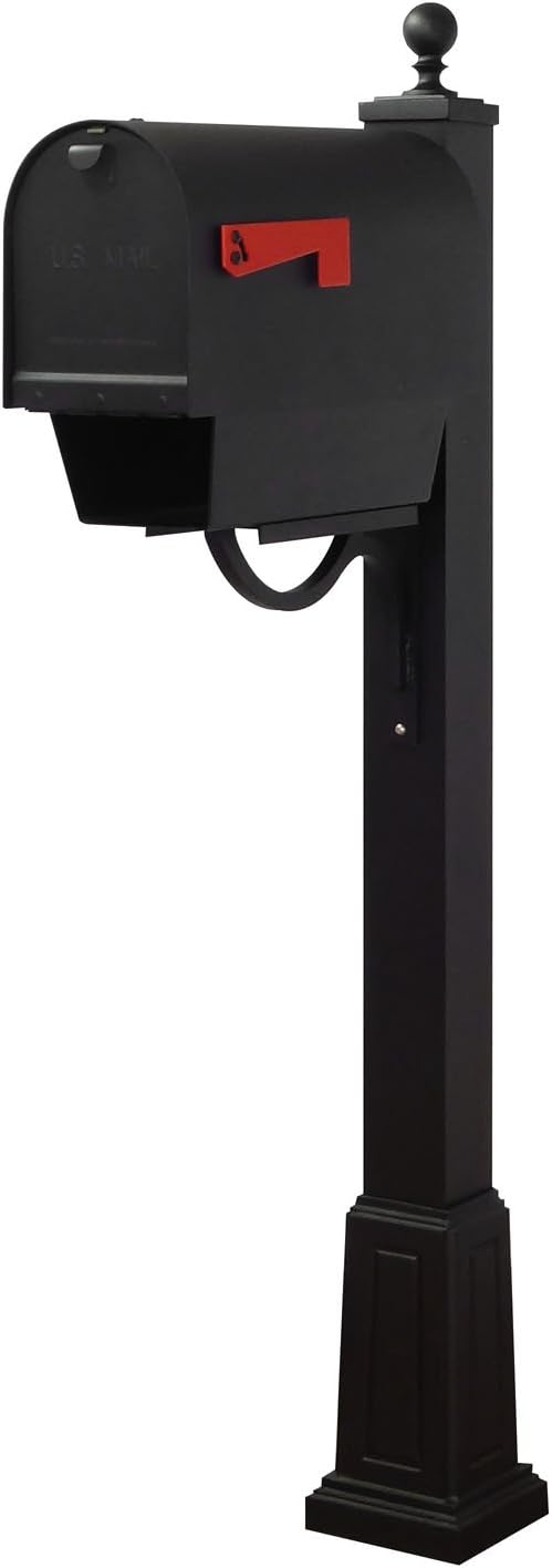 Special Lite Products Titan Steel Curbside Mailbox with Newspaper Tube and Springfield Mailbox Post with Base