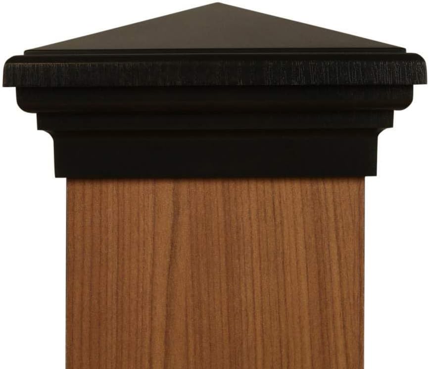 Atlanta Post Caps 6x6 Black Post Cap (5.5') (Case of 14) | Pyramid Style Deck Post Cap for Fences and Decks, Fits Wood 6x6 (5.5'x5.5' up to 5.75'x5.75') Black Polymer