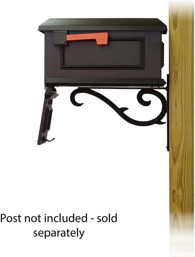 Special Lite Traditional Curbside Mailbox with Sorrento Front Single Mailbox Mounting Bracket - TC-SOR-FS-1010-BLK