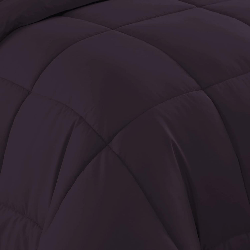 Sweet Home Collection 7 Piece Comforter Set Bag Solid Color All Season Soft Down Alternative Blanket & Luxurious Microfiber Bed Sheets, Purple, Twin (Pack of 4)
