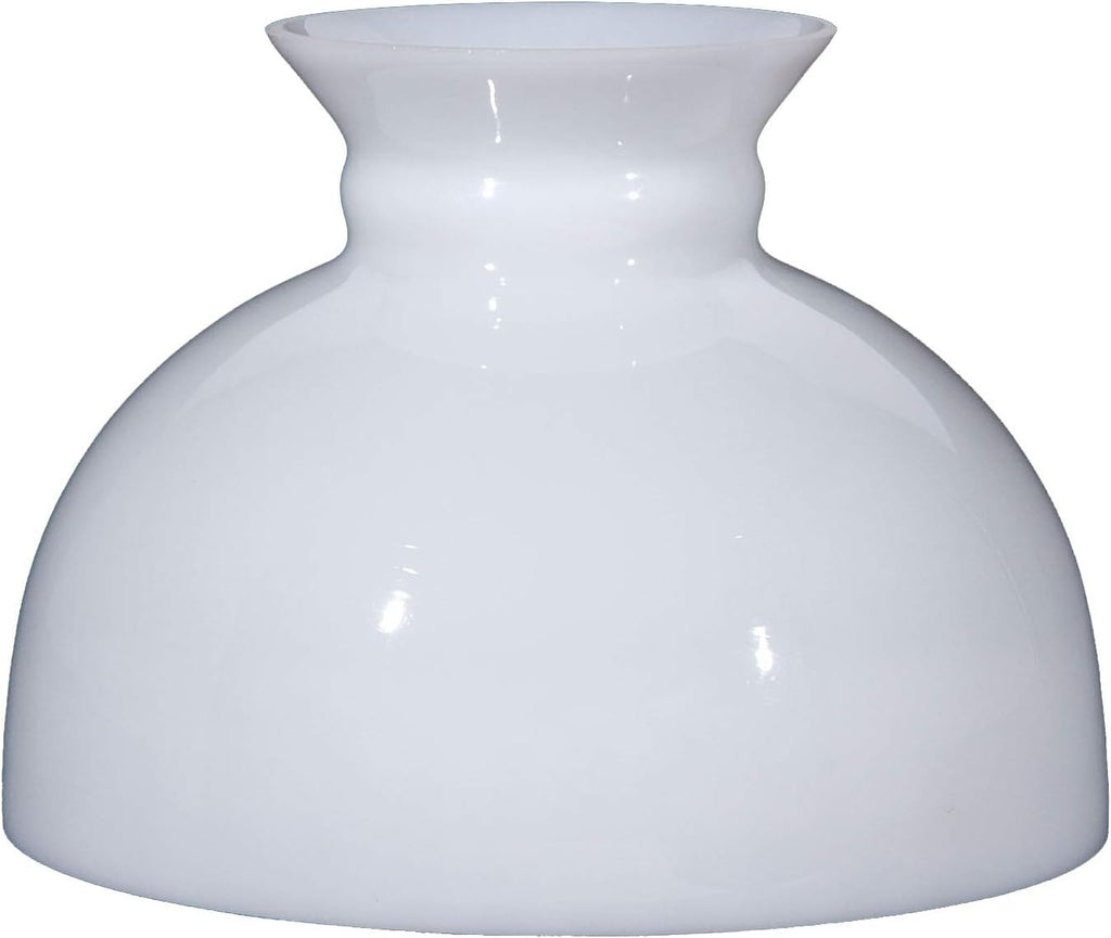 B&P Lamp 9 7/8 Inch Fitter Opal White Student Shade With Classic Vintage Dome Shape and Plain Top