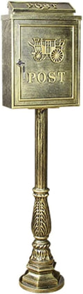 Exquisite Mailbox Vintage Post Box with Lock and Key Mailboxes with Cover for External Curbside Locking Security Mailbox Post Mount Drop Box Safer