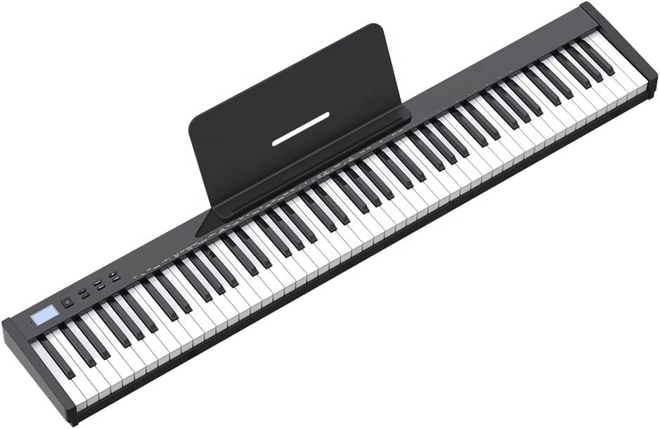 NikoMaku Semi-weighted 88 Keys Piano Keyboard Compact Portable Digital Piano Set for Beginners with Stand, Carrying Case, Sustain Pedal, Headphones, SWAN-S Black