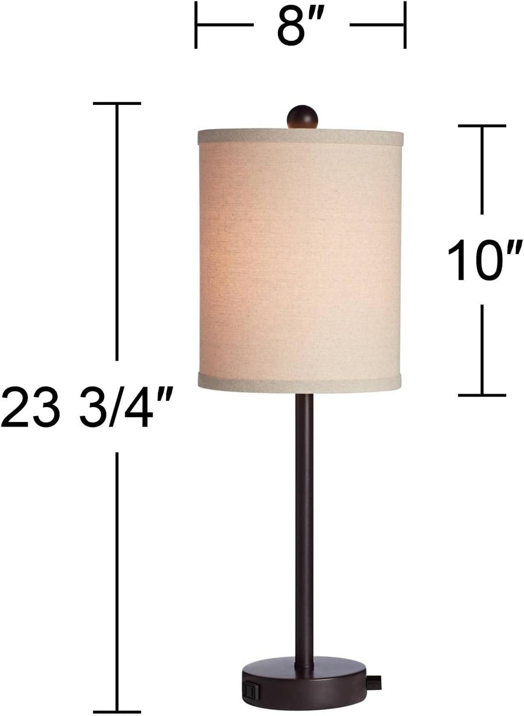360 Lighting Trotter Modern Industrial Table Lamps 23.75' High Set of 2 with USB and Outlet in Base Dimmable LED Oil Rubbed Bronze Burlap Fabric Shades Living Room Desk Bedroom House Bedside