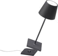 Zafferano, Poldina Pro Mini Lamp, Rechargeable Cordless Table Lamp with Touch Controls, Suitable for Indoor and Outdoor, Dimmer, 2200-3000 K, Height 11.8 Inches, Dark Grey Color
